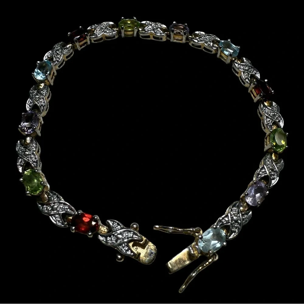 Elegant Multicolor Gemstone Diamond Bracelet